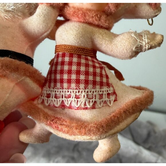 VTG Santa & Mrs Claus Flocked Plastic Christmas Ornaments Blow Mold 1960s - Picture 14 of 14